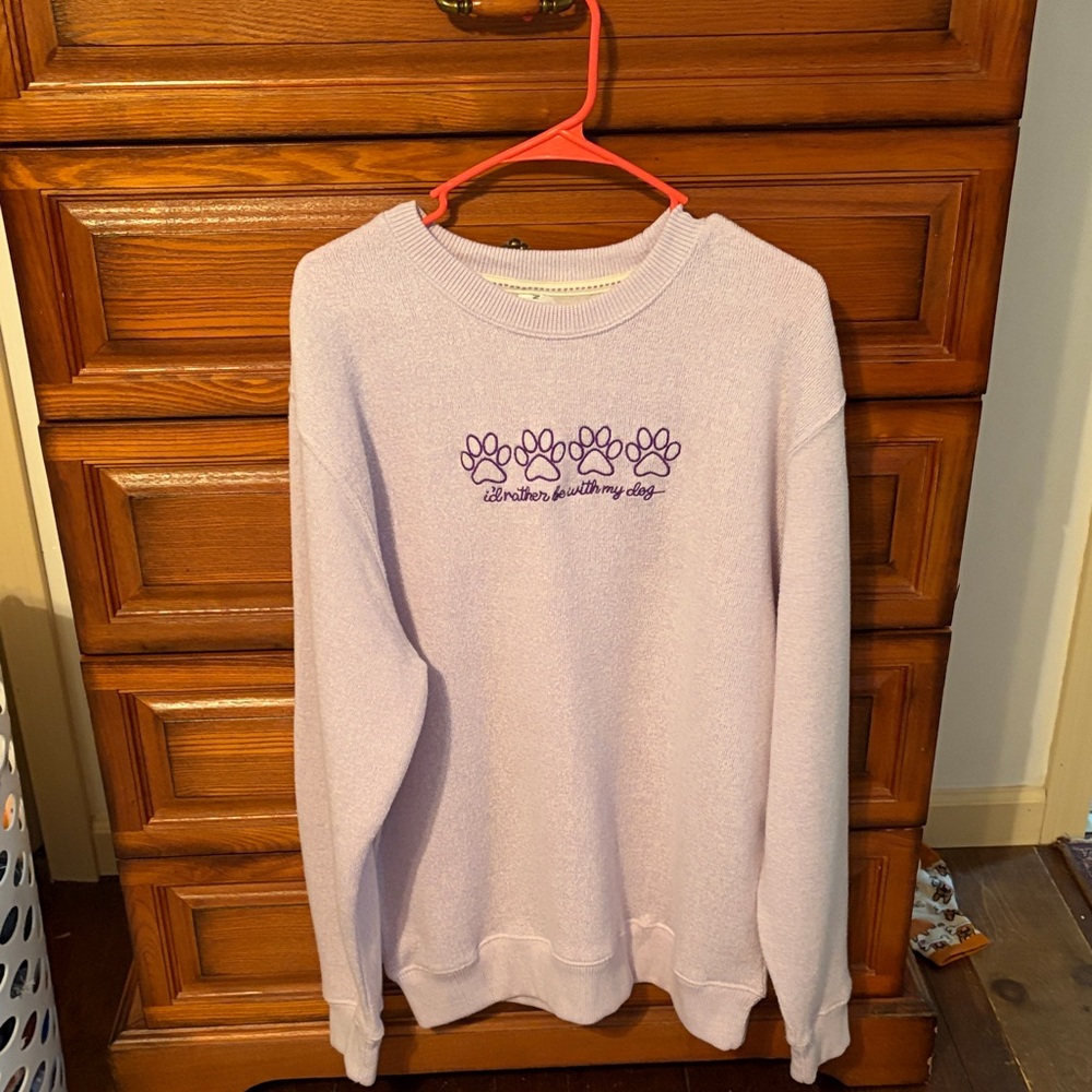 Puppie love brand new Lavender Crewneck Sweatshirt with Paw Print Embroidery